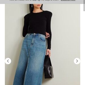 L'agence Sky Button Detail Crop Crew Sweater